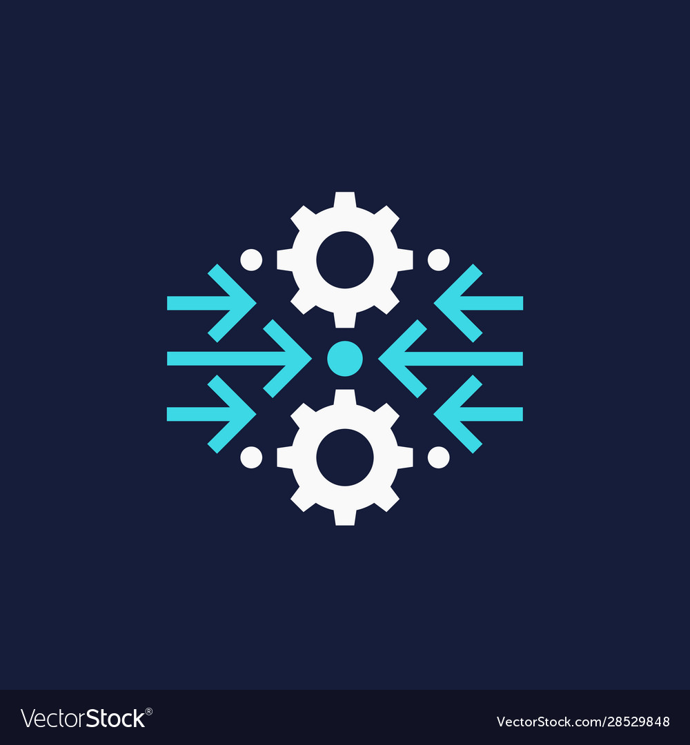 Integration optimization icon with gears