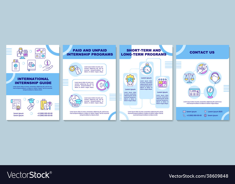 International Internship Guide Brochure Template Vector Image