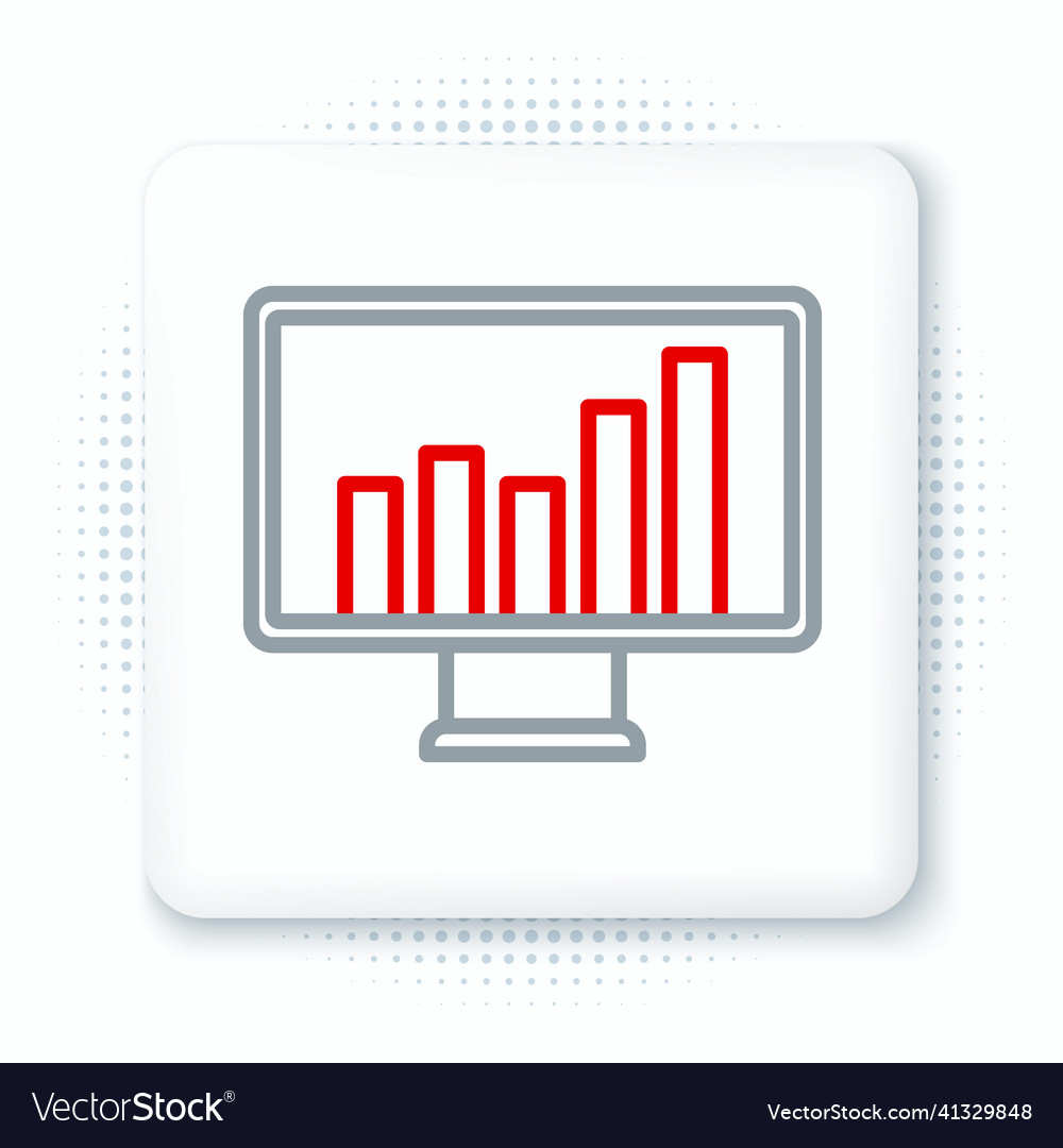 Line computer monitor with graph chart icon vector image Line computer monitor with graph chart icon