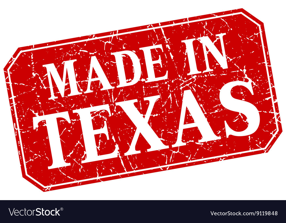 Made in texas red square grunge stamp Royalty Free Vector