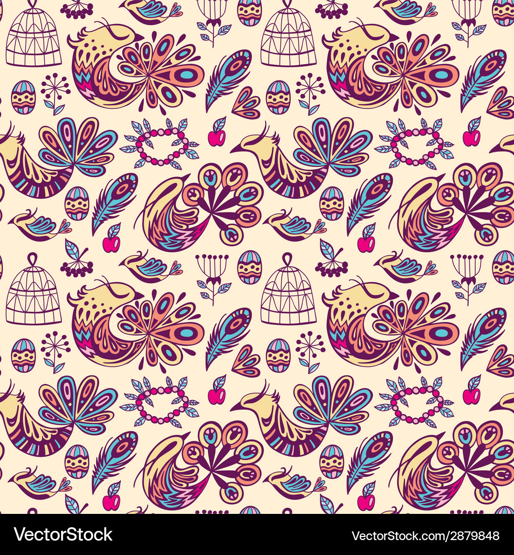 Seamless pattern with birds Royalty Free Vector Image