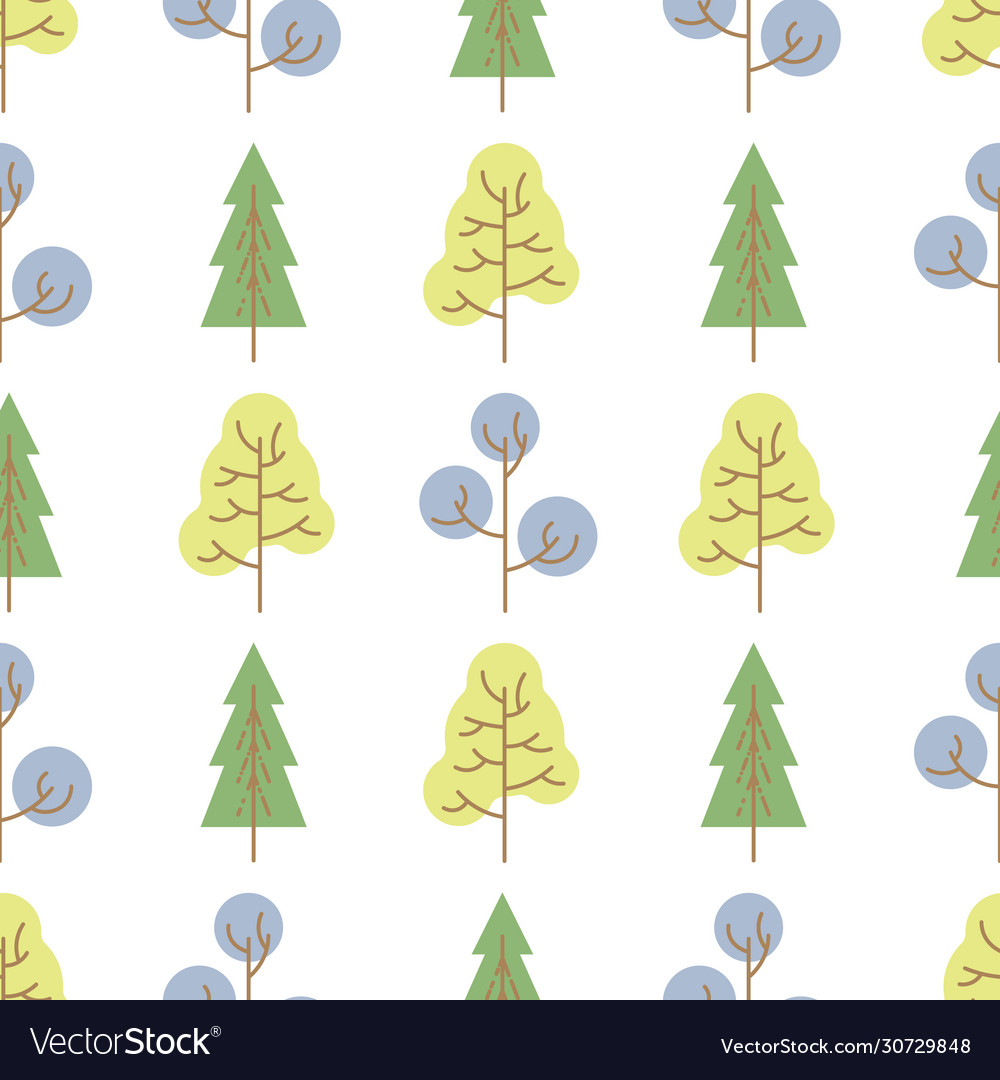 Seamless pattern with colored trees Vector Image Seamless pattern with colored trees