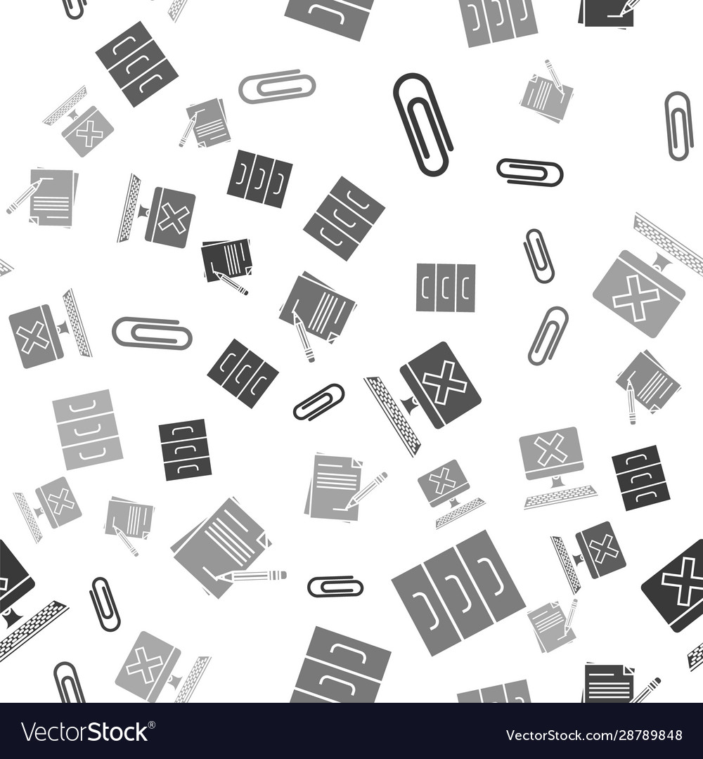 Set paper clip drawer with documents computer vector image Set paper clip drawer with documents computer