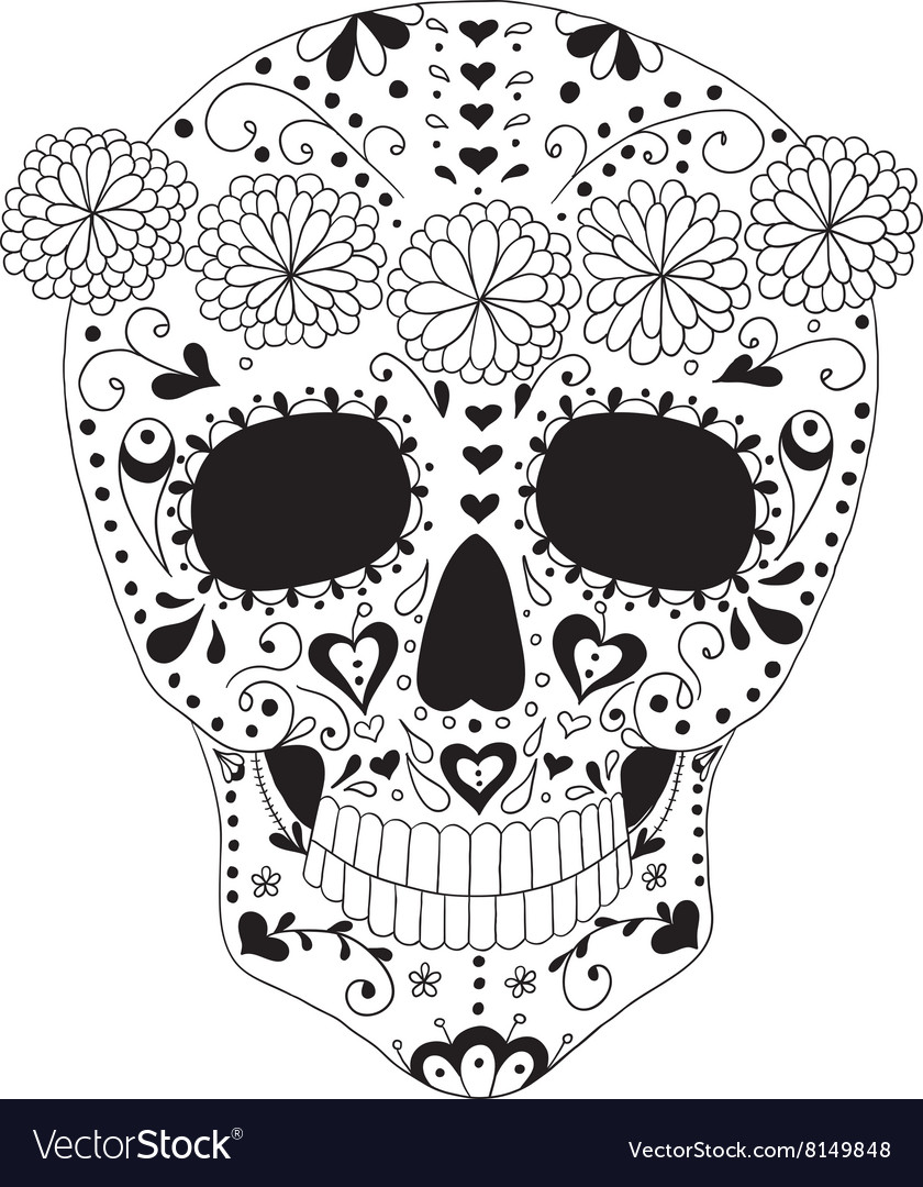 Skull with floral ornament