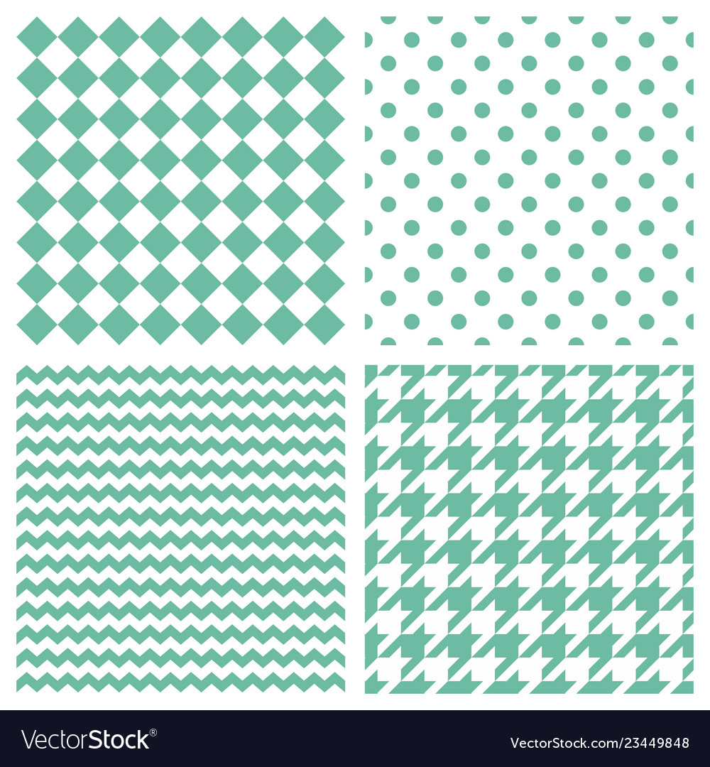 Tile pattern set with green print vector image Tile pattern set with green print