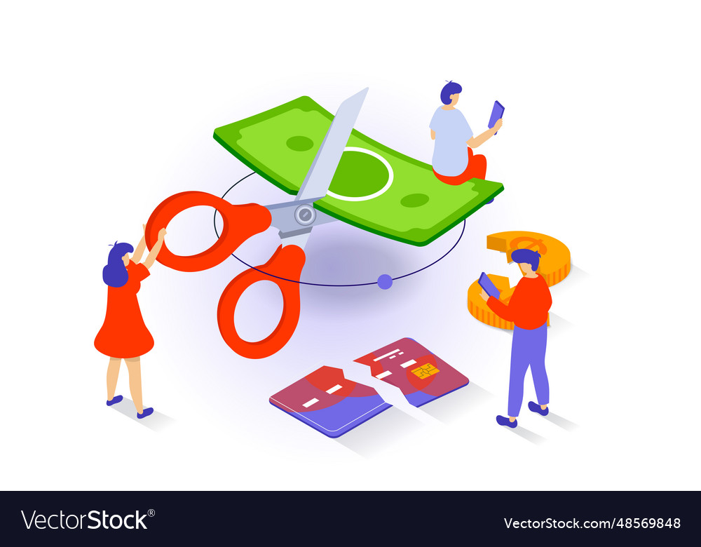 Unemployment and crisis concept in 3d isometric