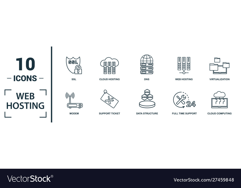 Web hosting icon set include creative elements Vector Image Web hosting icon set include creative elements