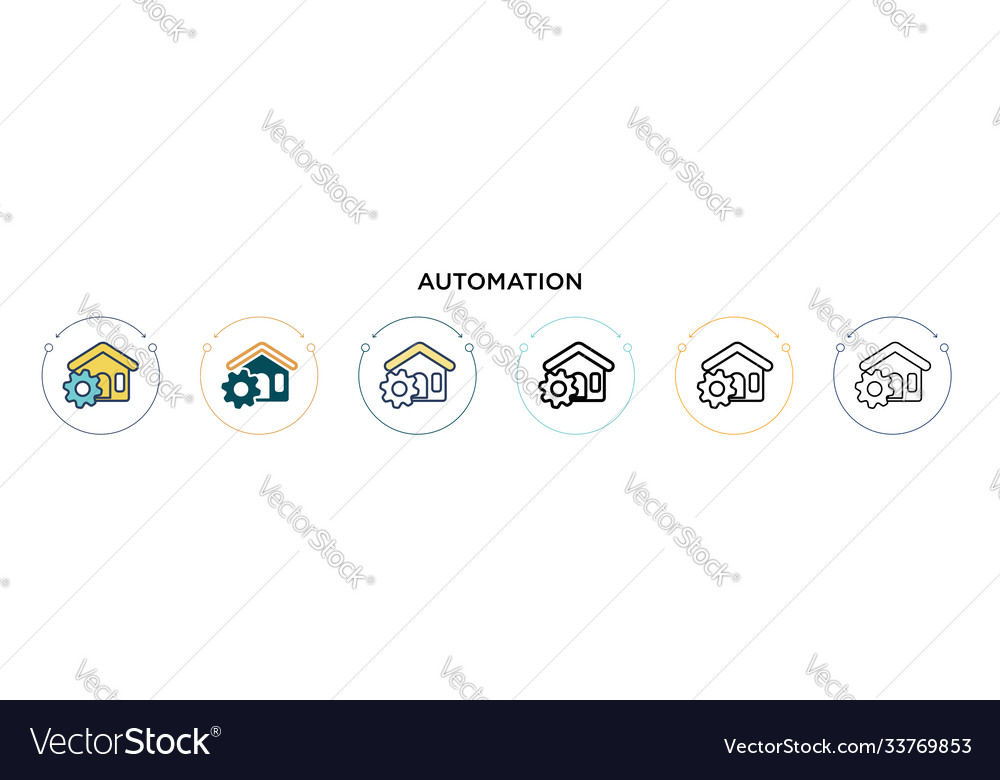 Automation icon in filled thin line outline vector image Automation icon in filled thin line outline