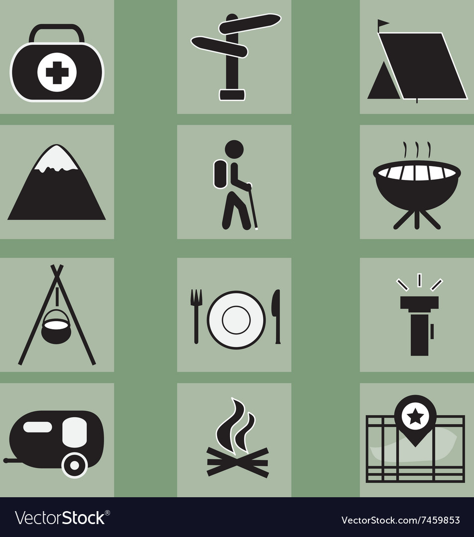 Camping icons set