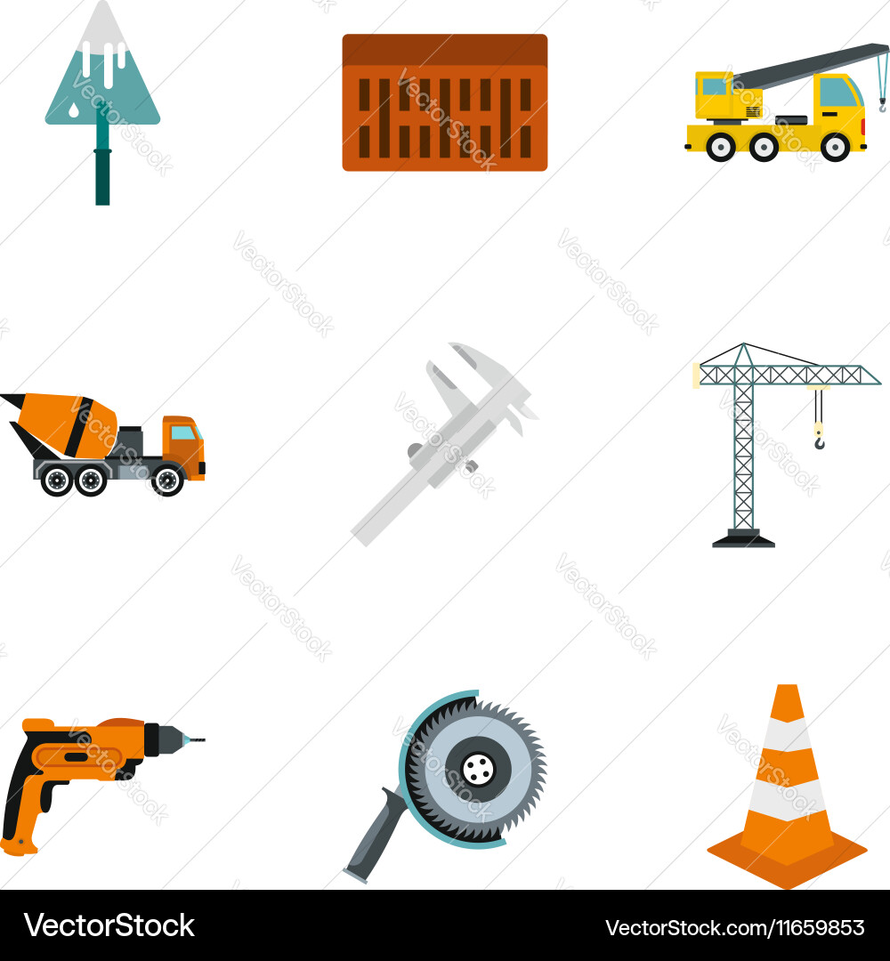 Construction icons set flat style Royalty Free Vector Image