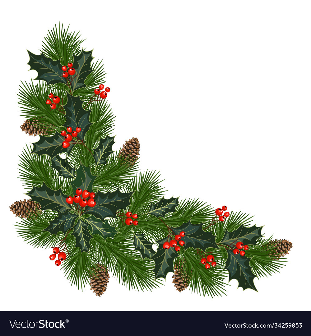 Decorations with fir tree Royalty Free Vector Image