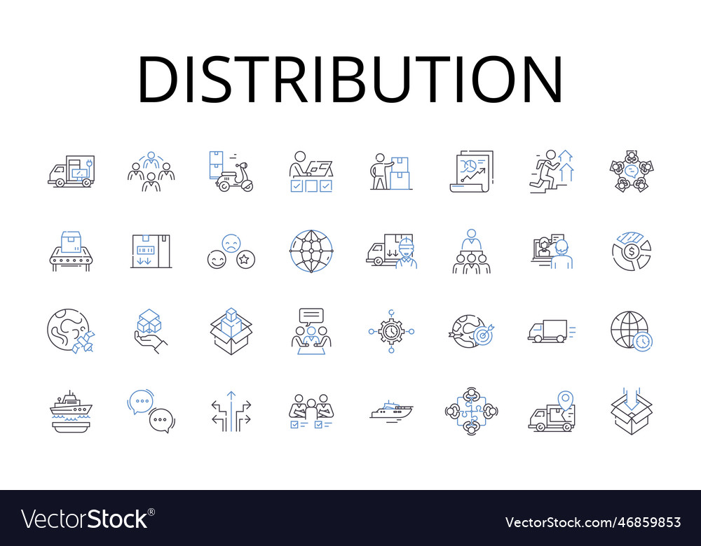 Distribution line icons collection dispensation vector image Distribution line icons collection dispensation