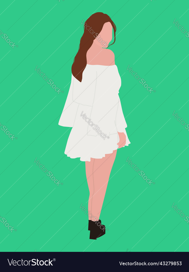 Flat of a girl in a white dress Royalty Free Vector Image