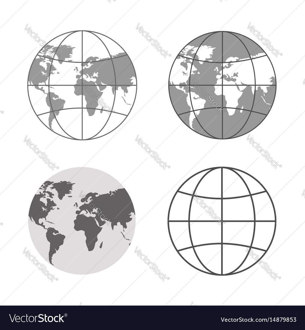 Gray Globe Icons Set