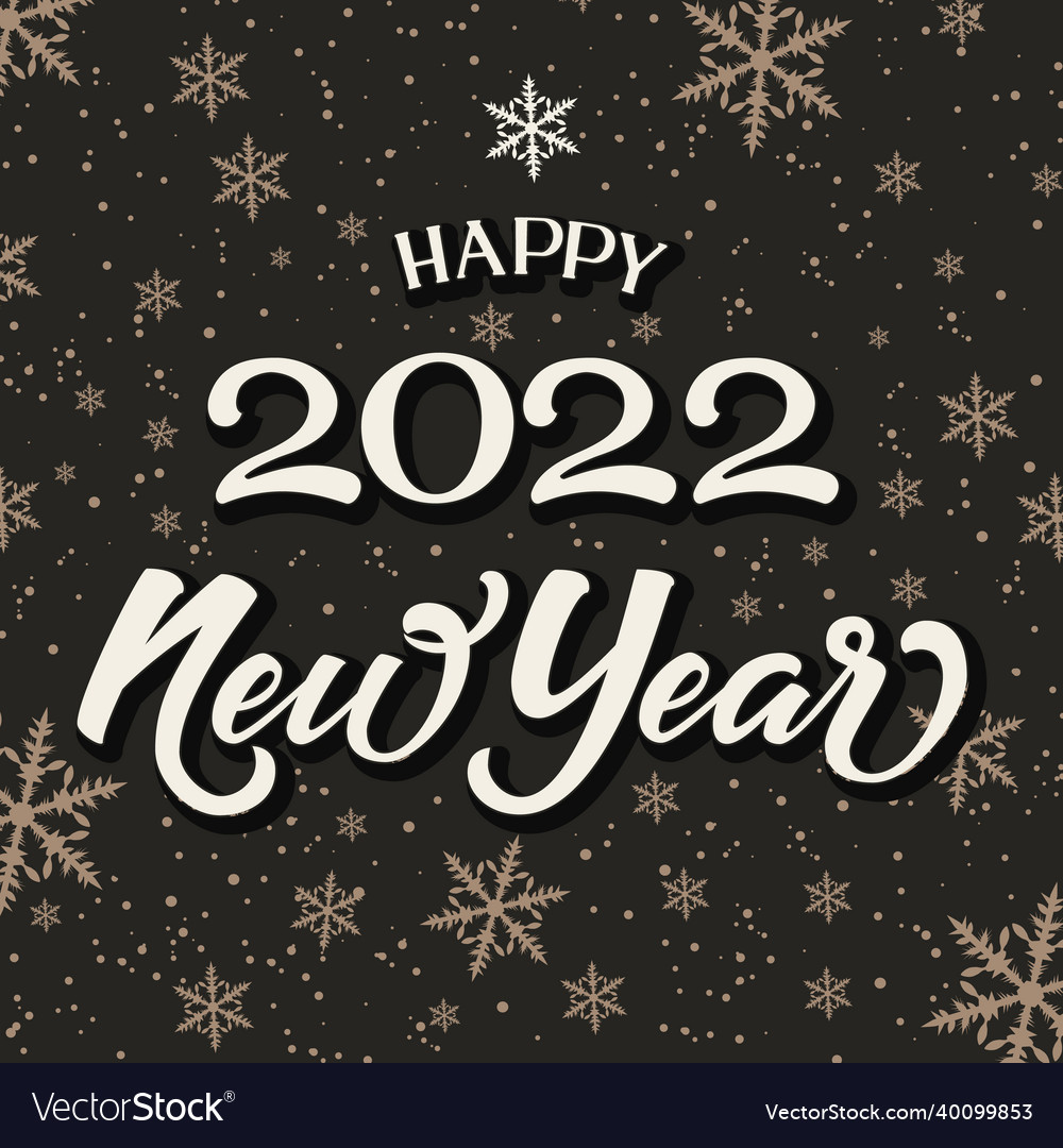 Happy new 2022 year lettering on dark background Vector Image