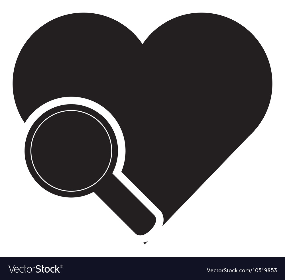 Heart cartoon and magnifying glass icon Royalty Free Vector