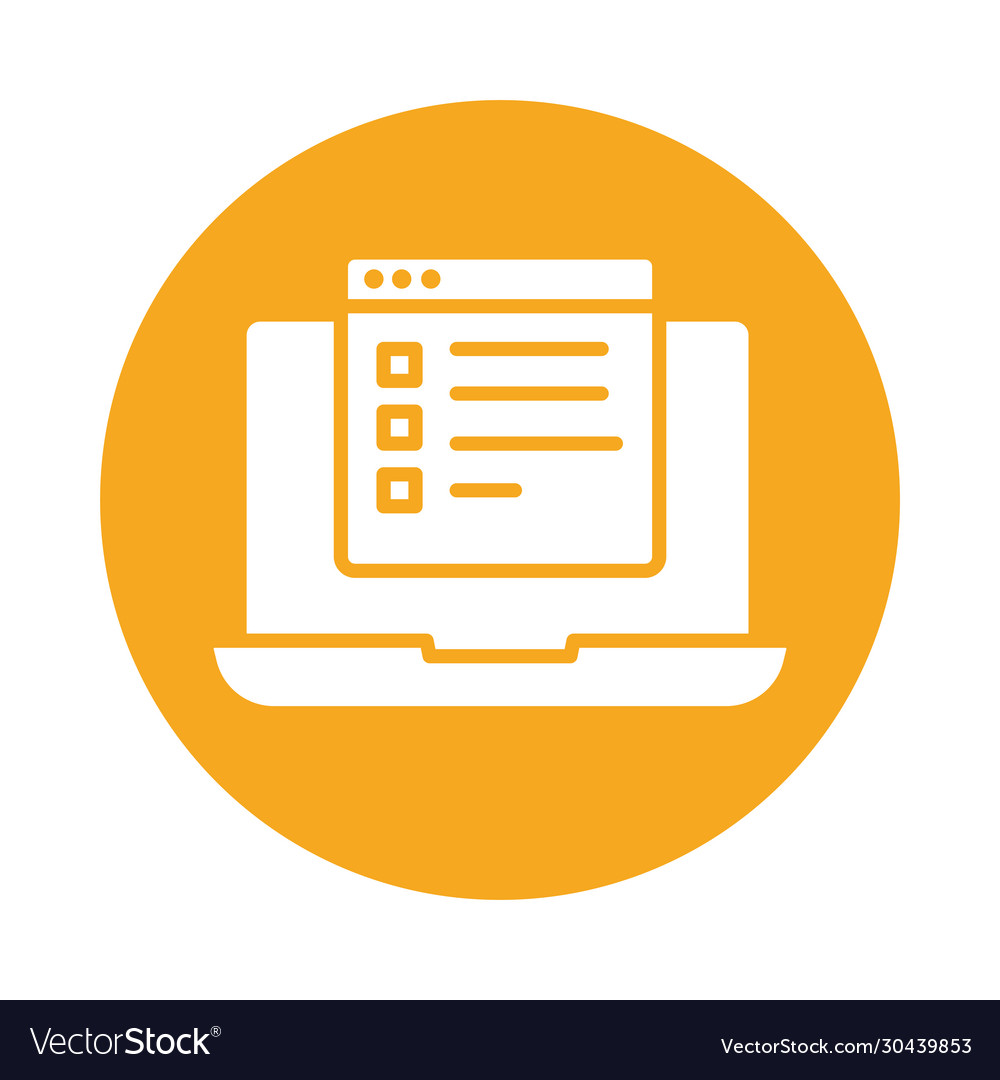 Laptop with template webpage block style icon