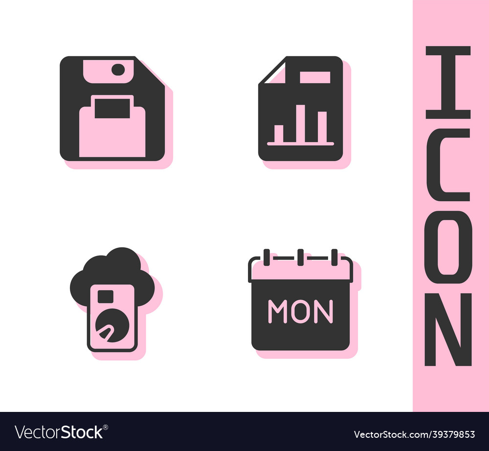 Set calendar floppy disk cloud database
