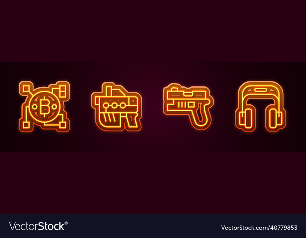 Set line blockchain technology bitcoin futuristic Vector Image Set line blockchain technology bitcoin futuristic