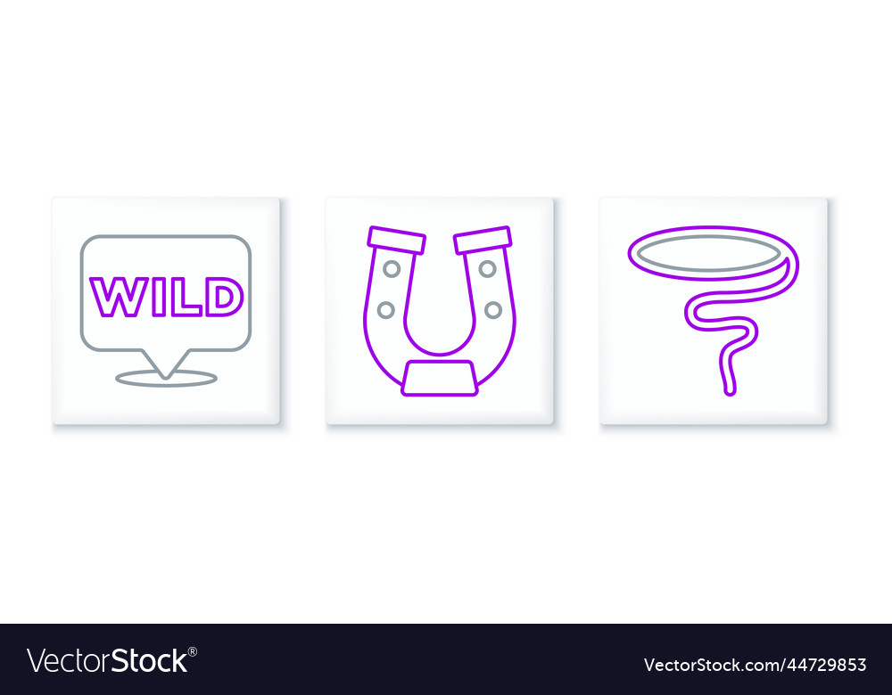 Set line lasso pointer to wild west and horseshoe vector image Set line lasso pointer to wild west and horseshoe
