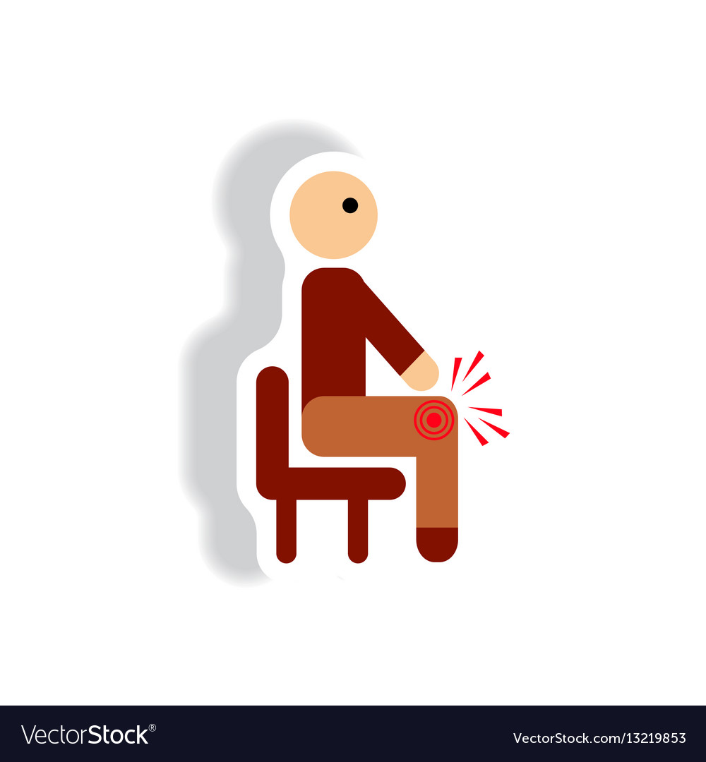 Stylish icon in paper sticker style man knee pain Vector Image