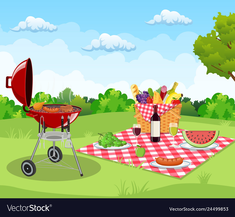 Summer picnic concept with basket