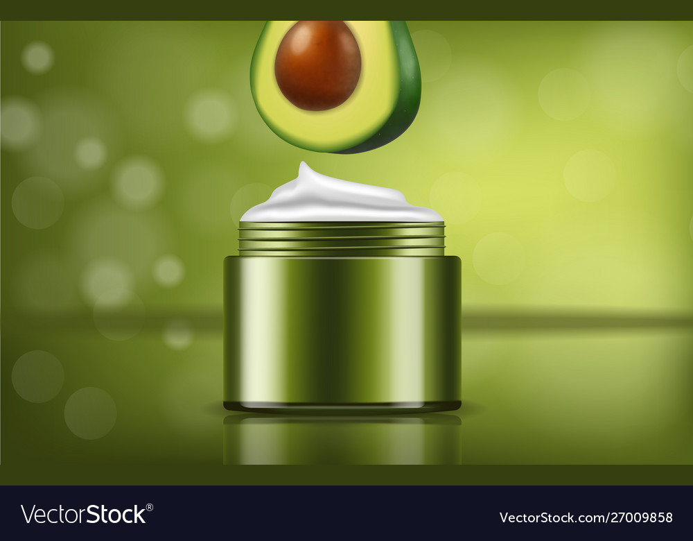 Avocado cream realistic product placement package