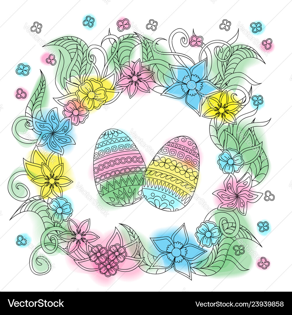 Colorful easter card with patterned eggs Vector Image