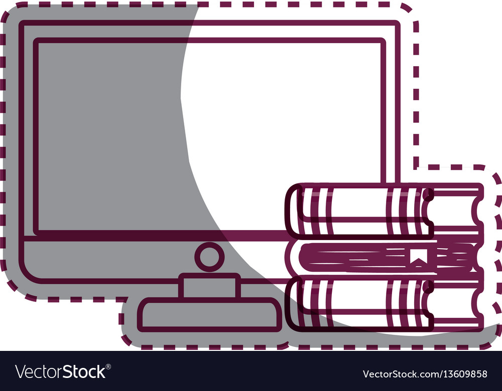 Computer desktop with ebooks isolated icon
