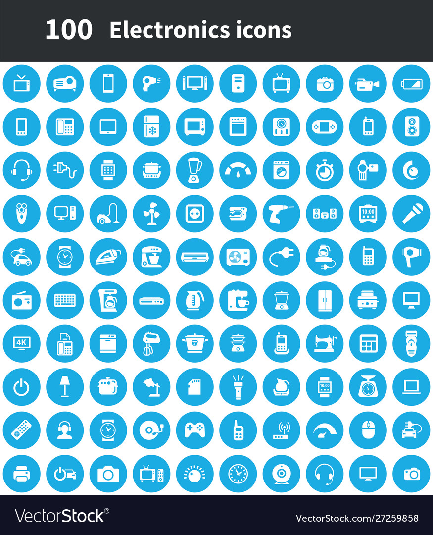Electronics 100 icons universal set for web and ui