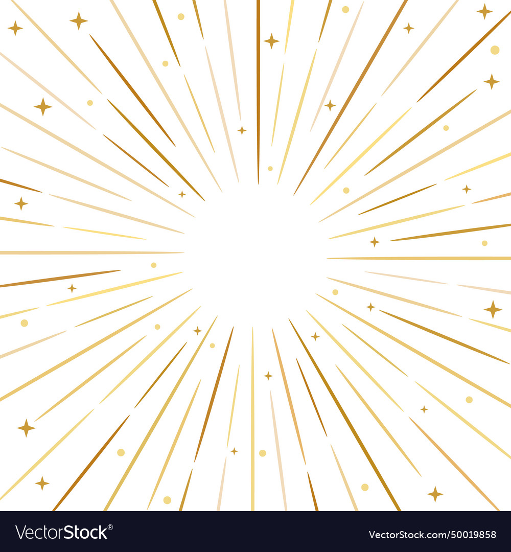 Gold sunburst background sunray design with stars Vector Image