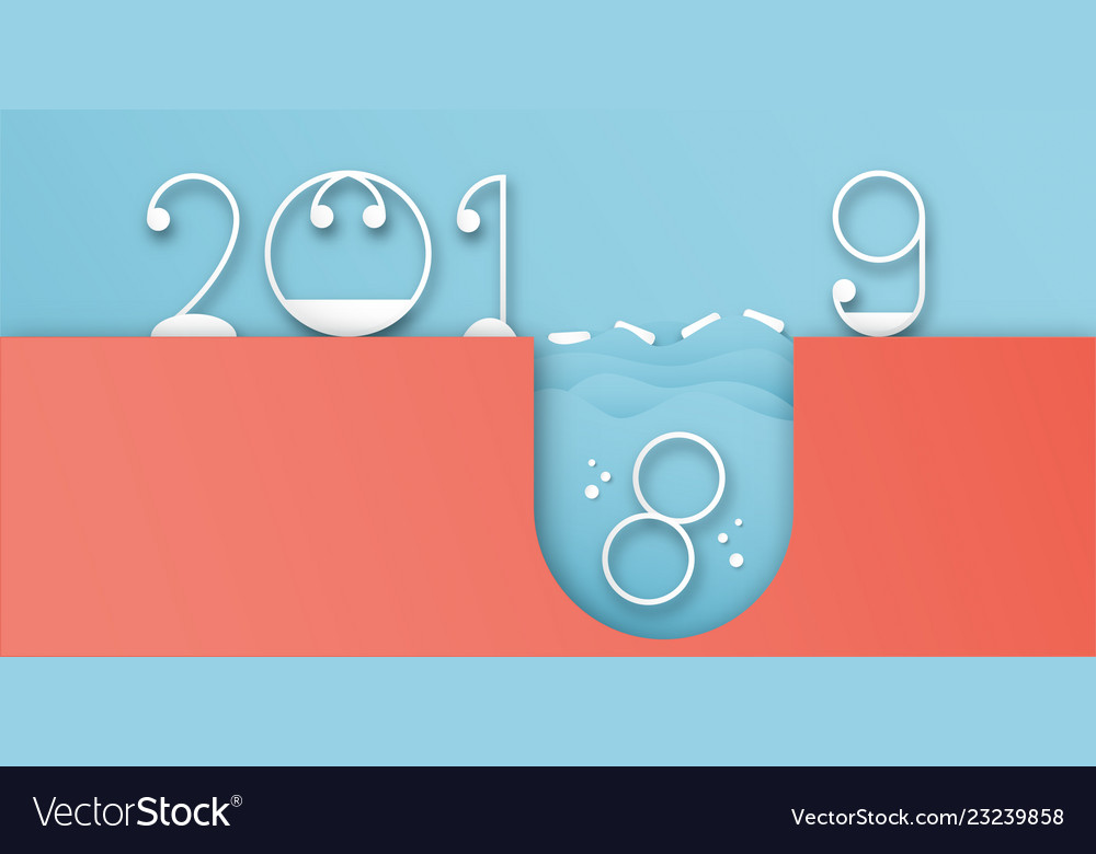 Happy new year 2019 decoration on blue background