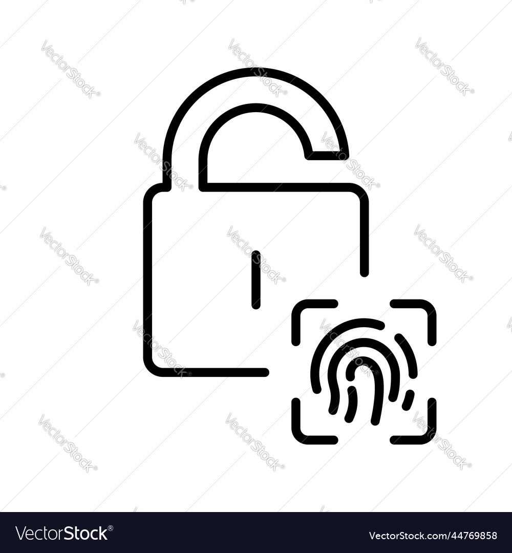Lock with fingerprint id line icon finger print vector image Lock with fingerprint id line icon finger print