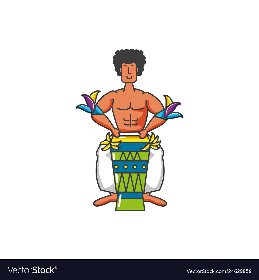 Man brazilian dancer with drum bongo