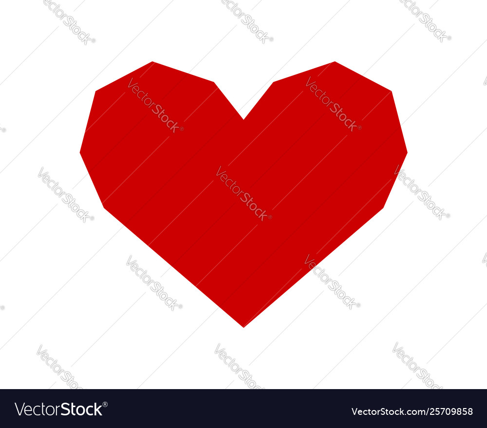 Red shape love heart icon isolated on white