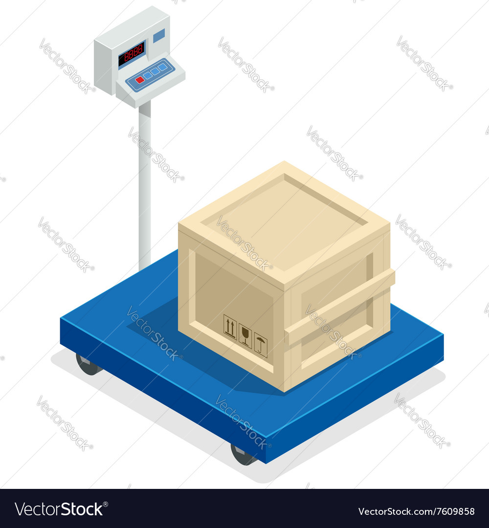 Scales for weighing heavy objects and goods box Vector Image