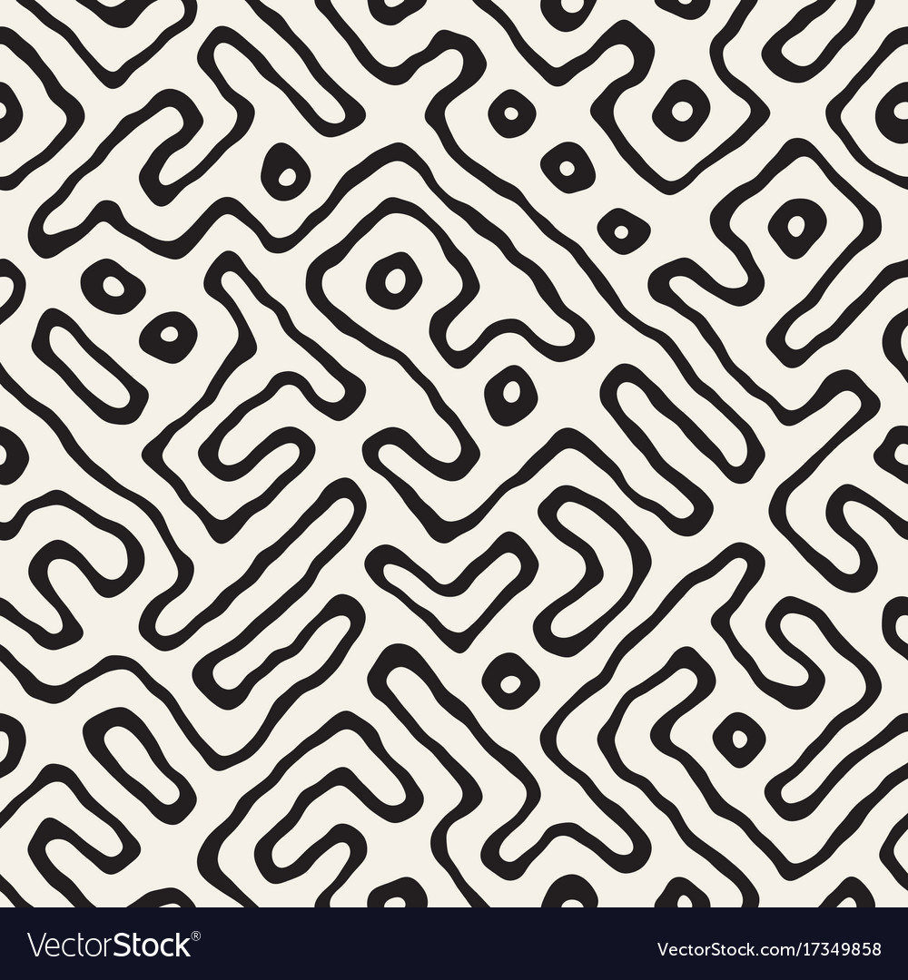 Seamless pattern with maze lines monochrome