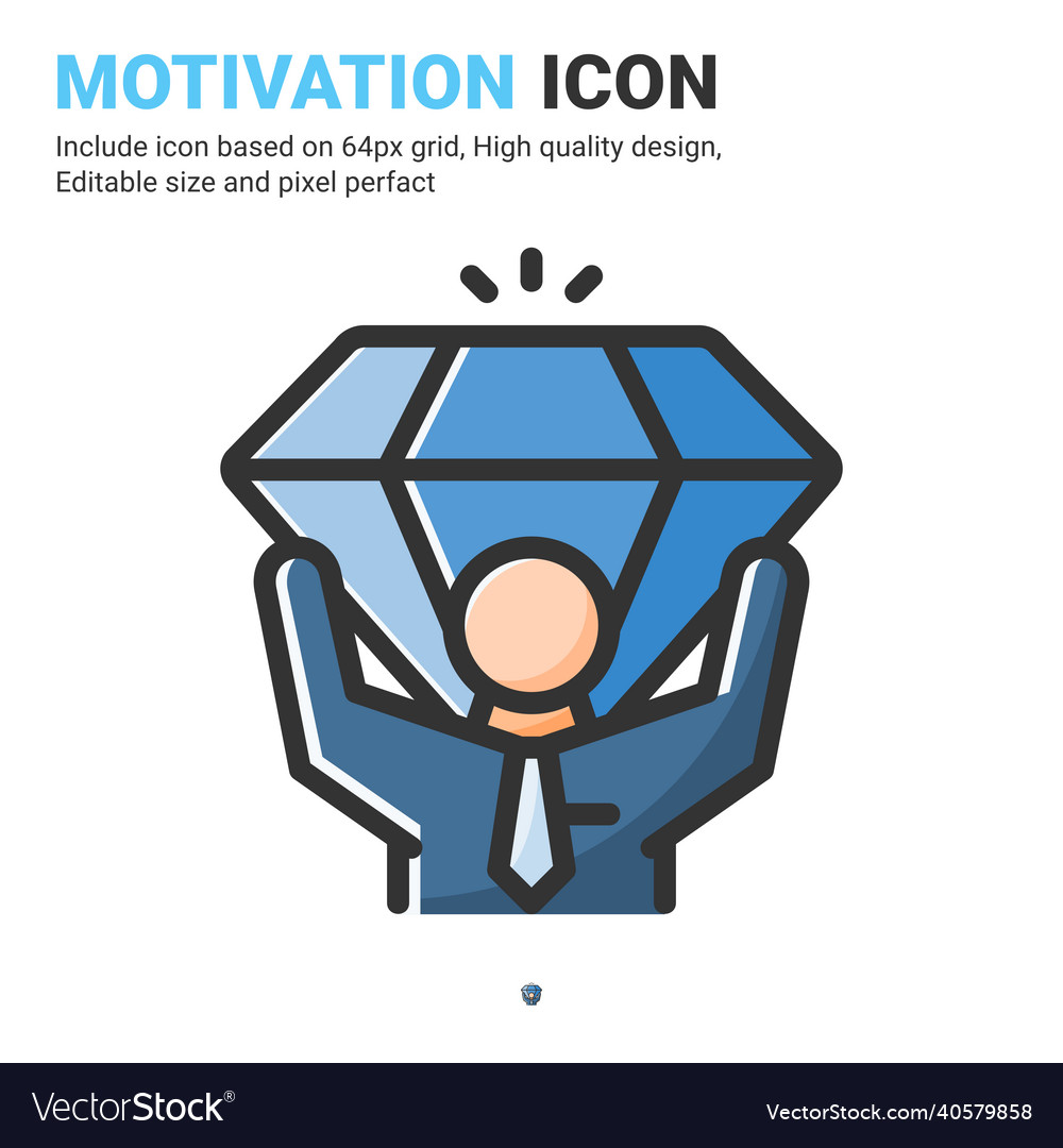 Self motivation idea icon with outline color Vector Image Self motivation idea icon with outline color