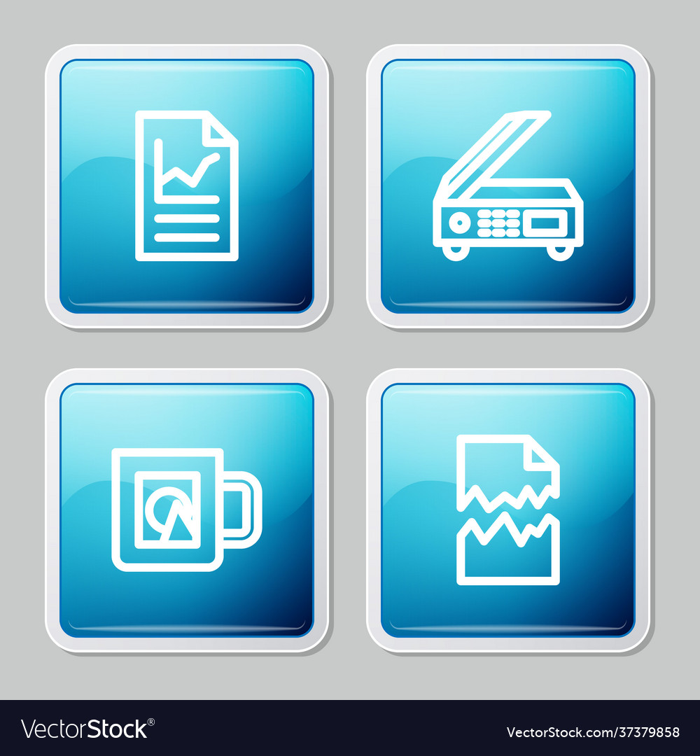 Set line document with graph chart scanner vector image Set line document with graph chart scanner