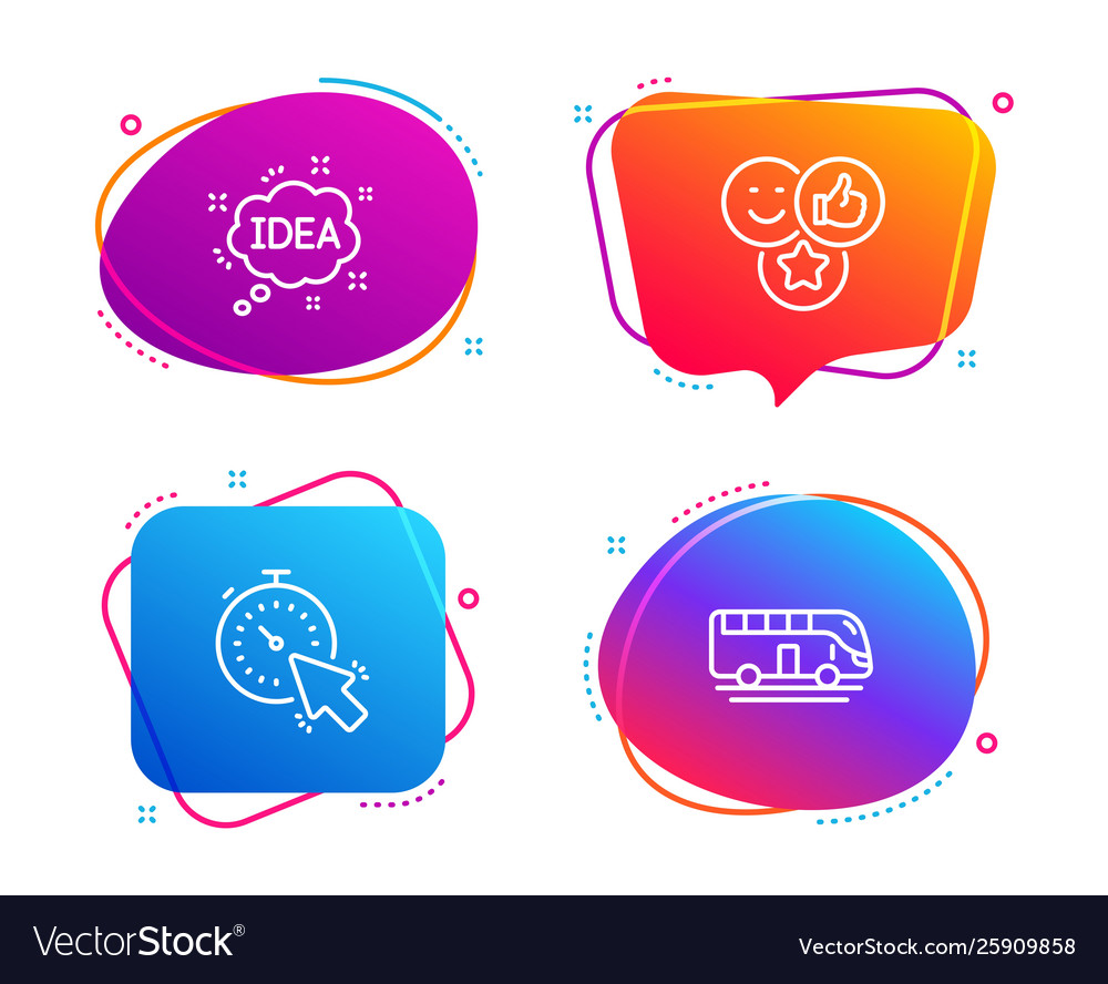 Timer like and idea icons set bus tour sign vector image Timer like and idea icons set bus tour sign