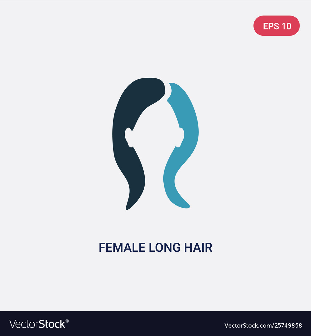 Two color female long hair icon from woman