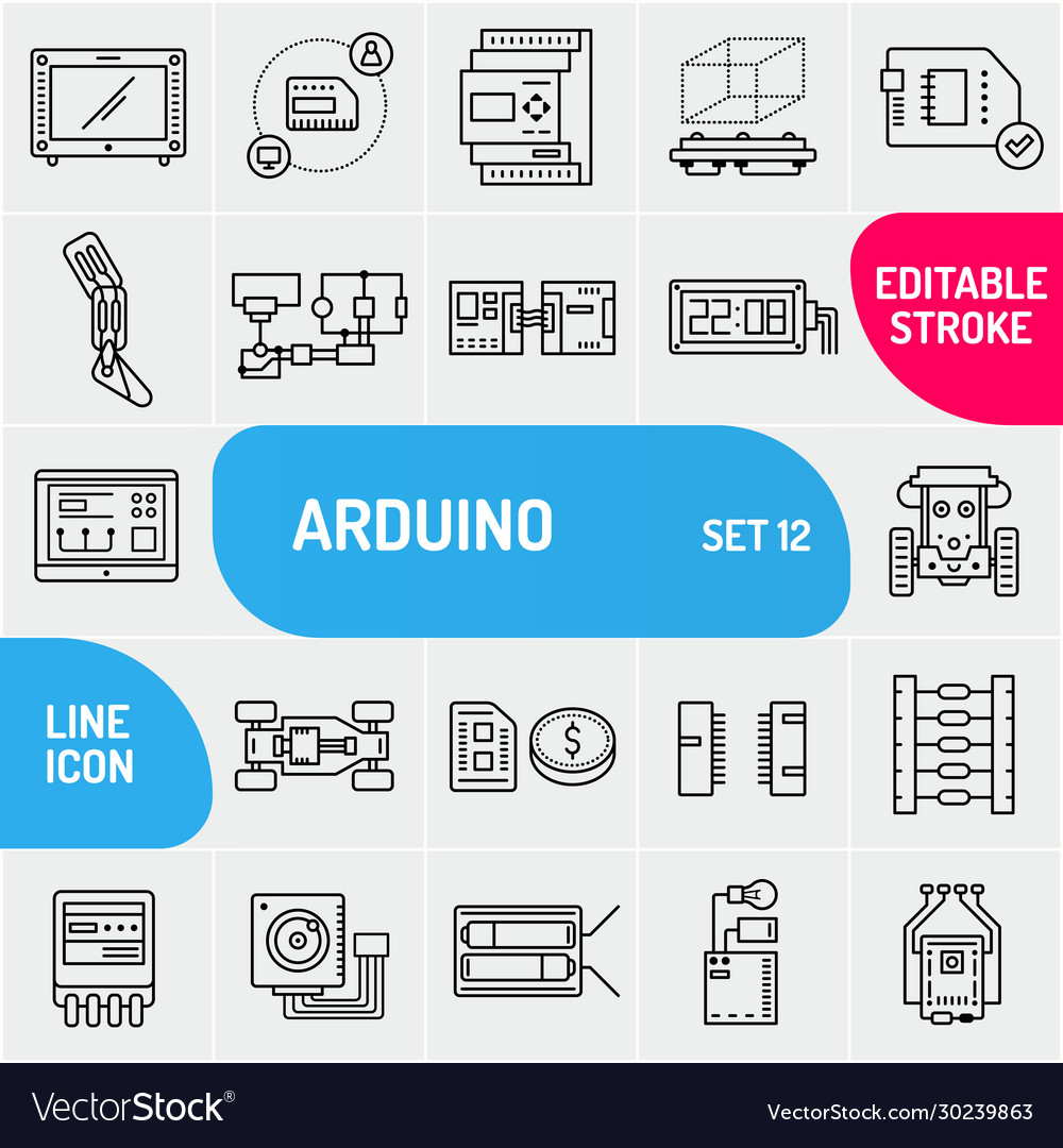 Arduino Linie Icons Elektronik Komponenten Icon vector image Arduino Linie Icons Elektronik Komponenten Icon