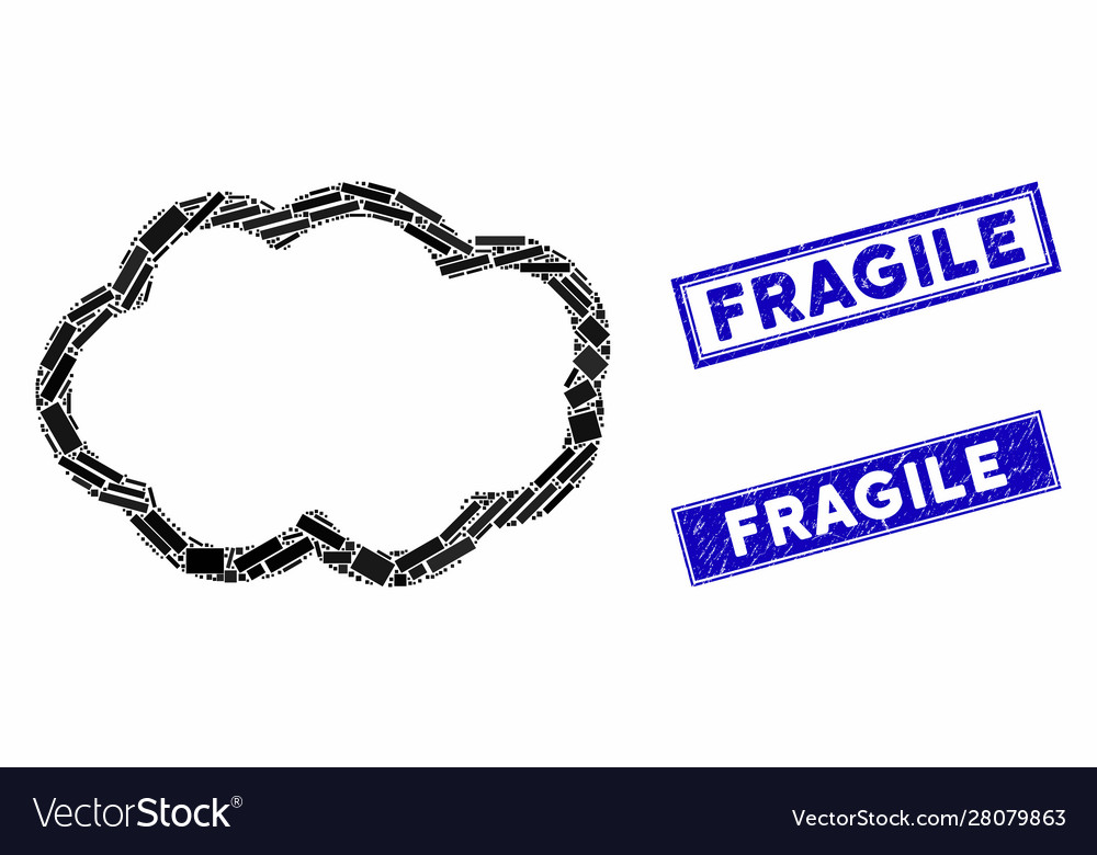 Cloud mosaic and grunge rectangle fragile