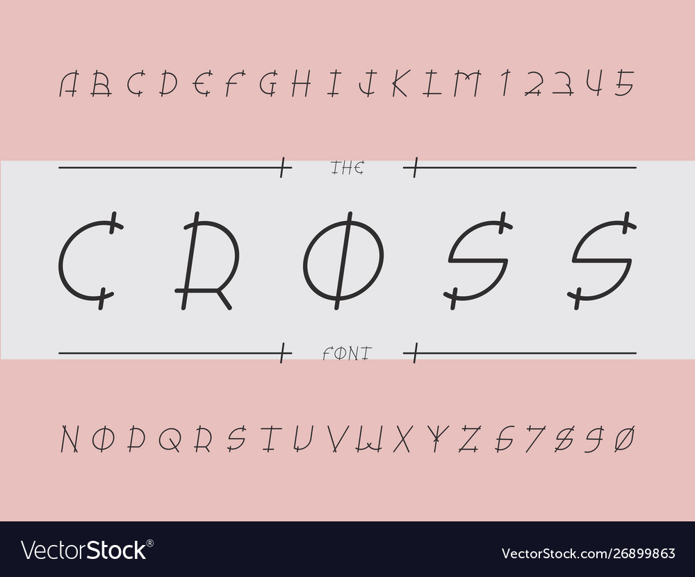 Cross font alphabet