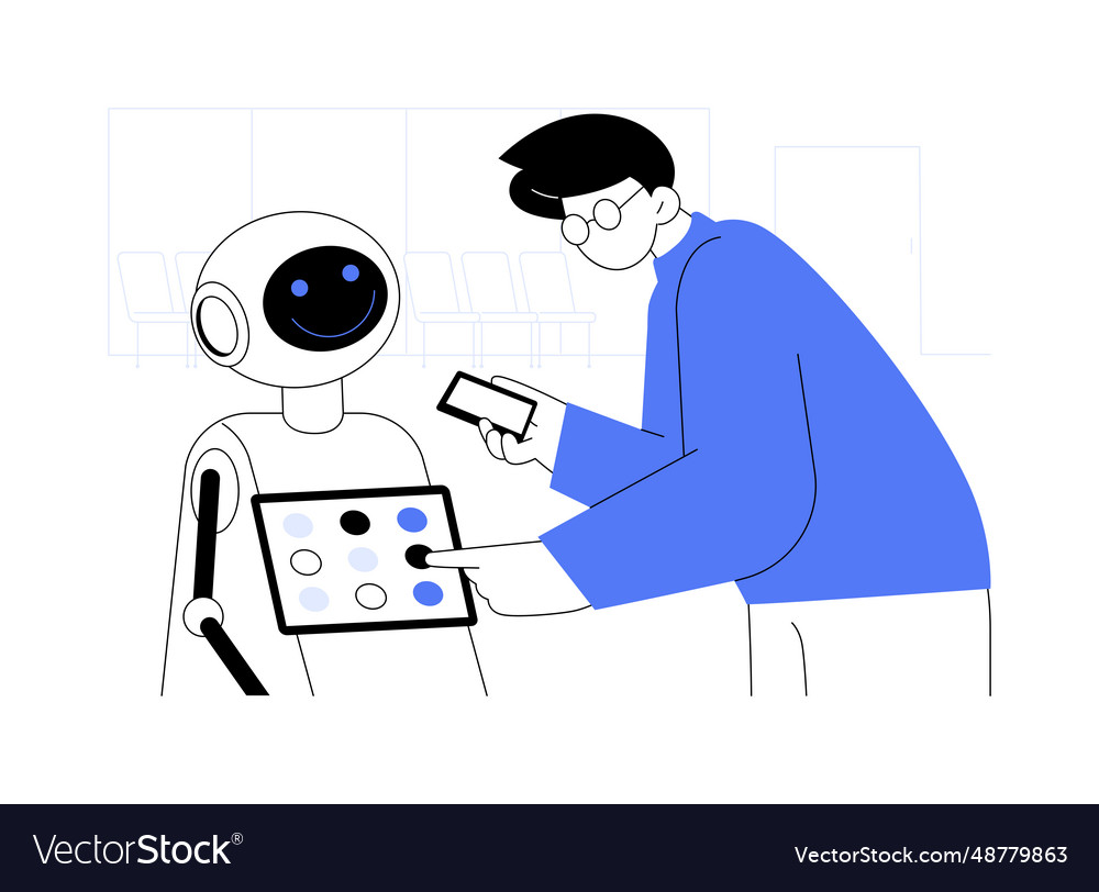 Customer service robots abstract concept Vector Image Customer service robots abstract concept
