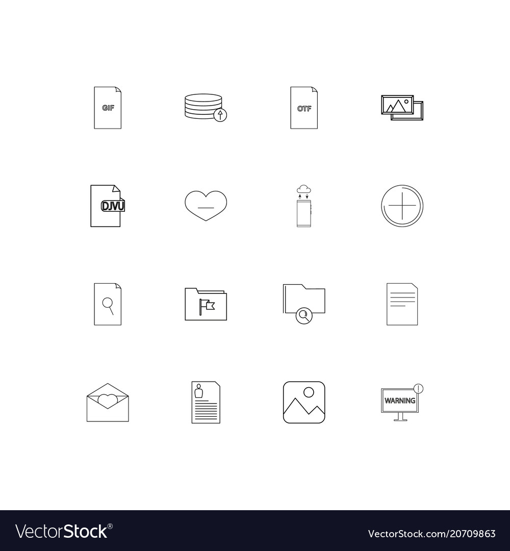Files and folders sign simple linear icons set