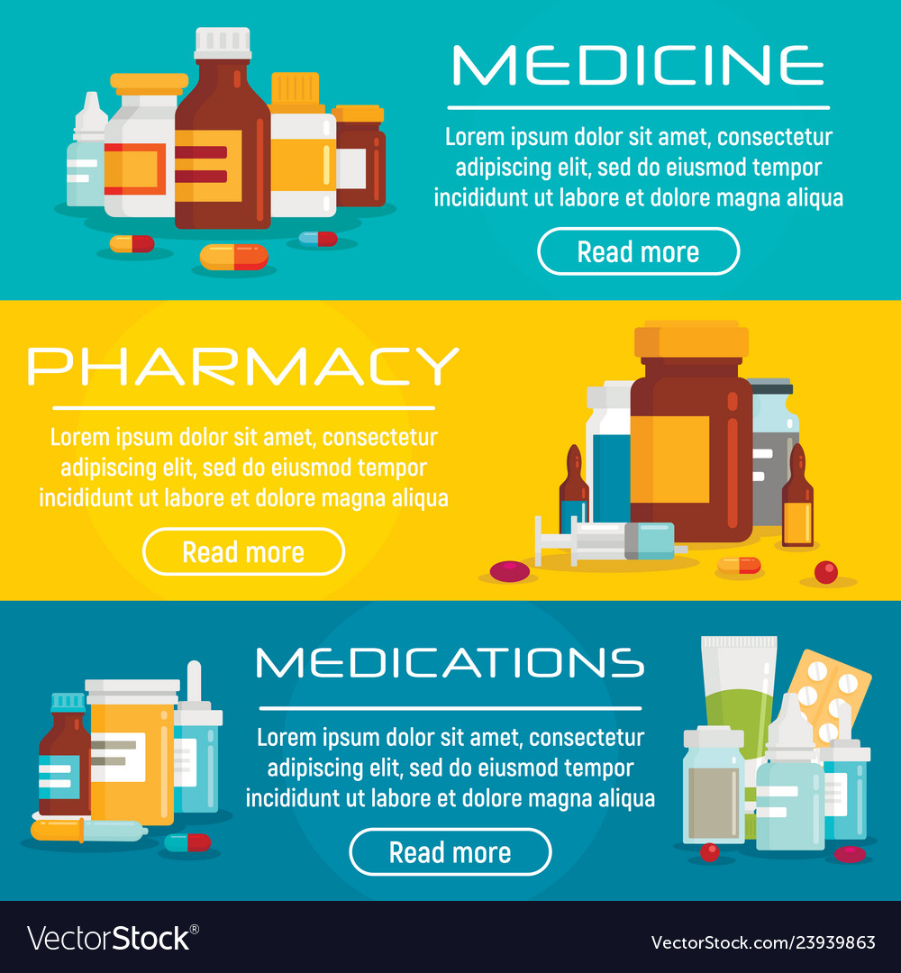 Flat Pharmacy Banners Royalty Free Vector Image