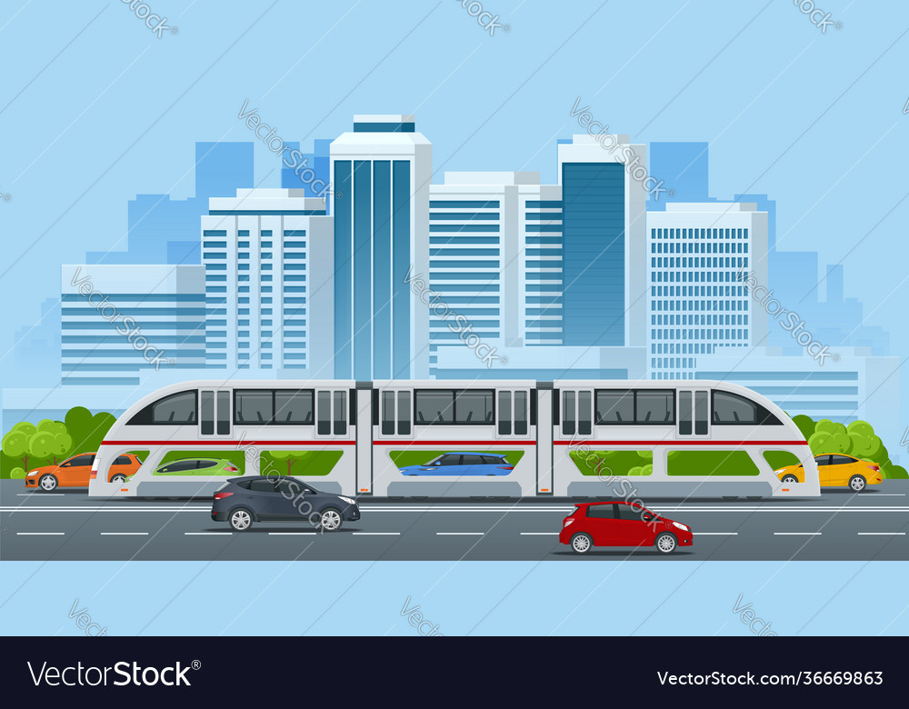 Isometric transit elevated bus in china Royalty Free Vector