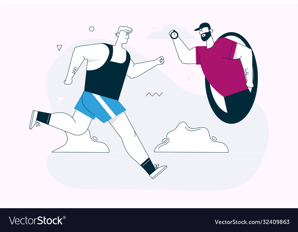 Linear character athlete Royalty Free Vector Image