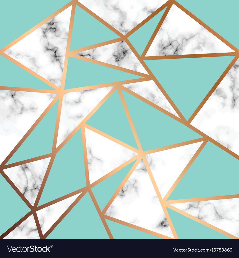 Marble texture design with golden geometric lines Vector Image